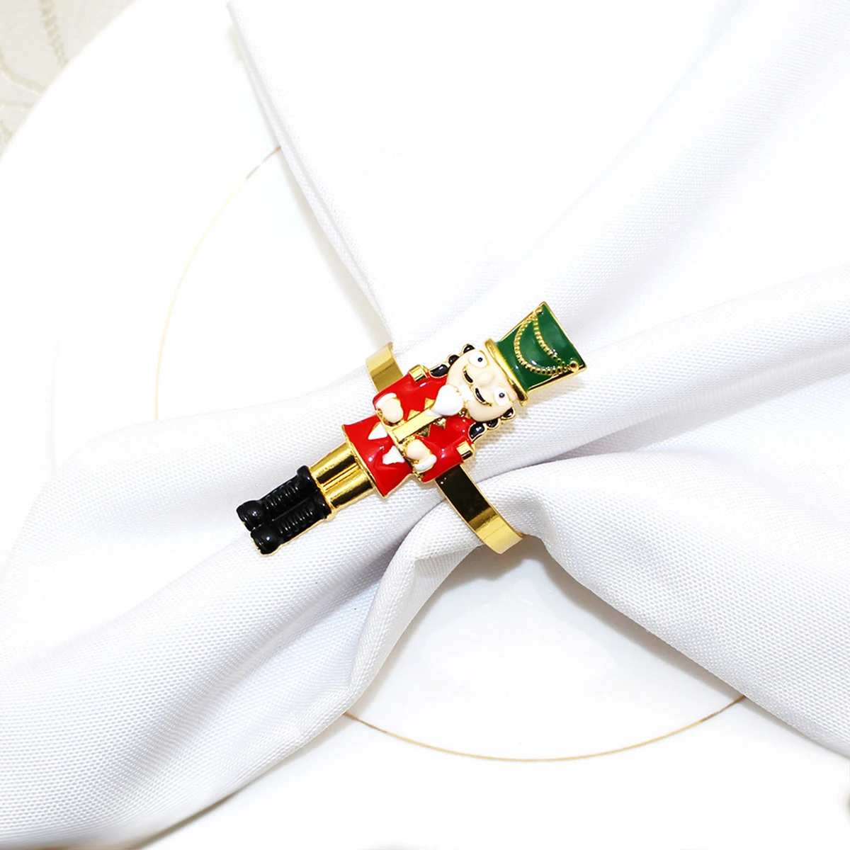 Christmas Resin Nutcracker Soldier Napkin Rings Ornament Small Decoration Christmas Tree Accessory Decorative Decorations