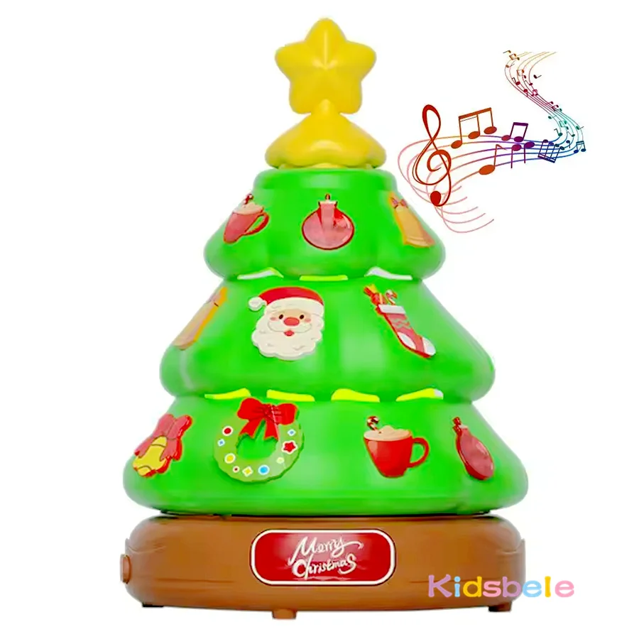 Árvore de natal máquina de bolhas musicais com luz musical brinquedo de festa ao ar livre interno com adesivo decorativo presente de natal para crianças