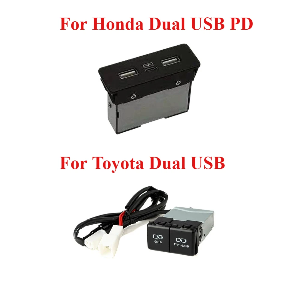 

For Honda Fast Charger Toyota Car Dual USB TYPE-C Air Outlet Usb Car Dual USB Charging For CRV Civic Accord RAV4 Corolla Camry