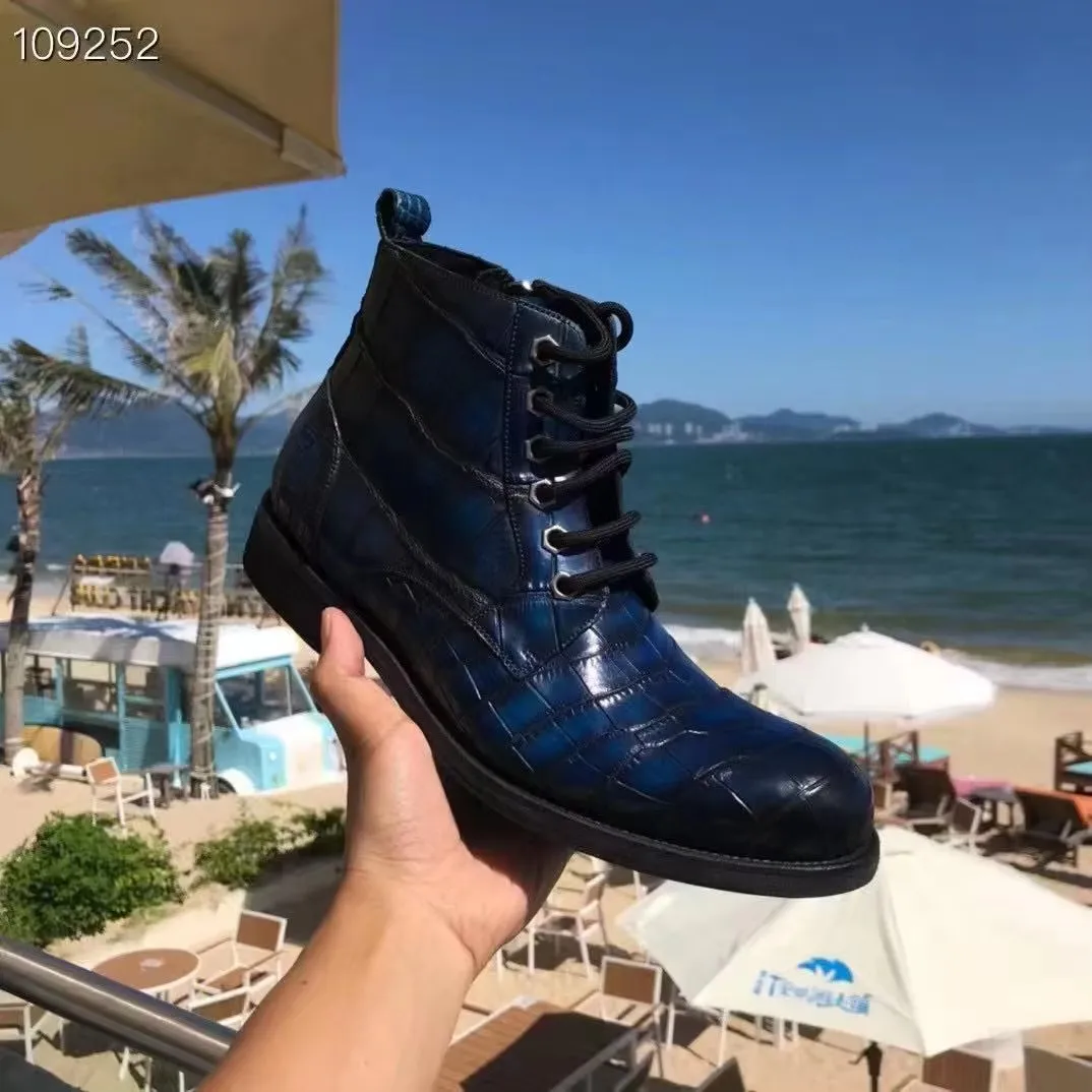 yingshang new men crocodile shoes male boots fashion leisure shoes male winter navy