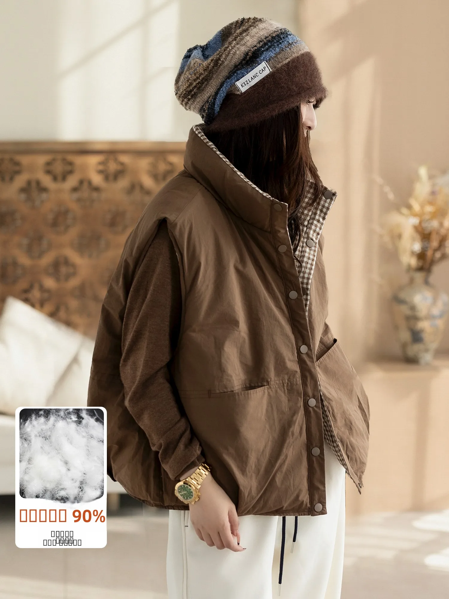 

Женский пуховый жилет Kyu, новая зимняя коллекция, 90% белый пух, теплый, стандартный крой, модный женский жилет