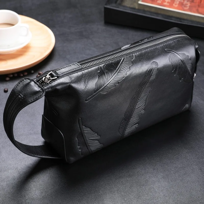 Wmnuo Handbags Men Genuine Leather Men Clutch Wallets Cow Leather Fashion Male Casual Bag Designer Ipad Phone Bag Card Holder