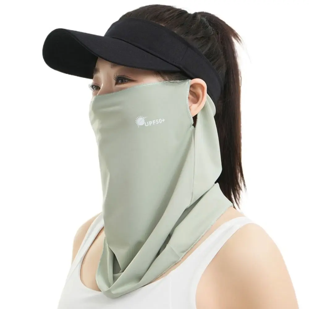 Letter Summer Ice Silk Face Mask Breathable Sun Protection Sunscreen Face Veil Anti-UV Fishing Face Shield Neckline Face Cover