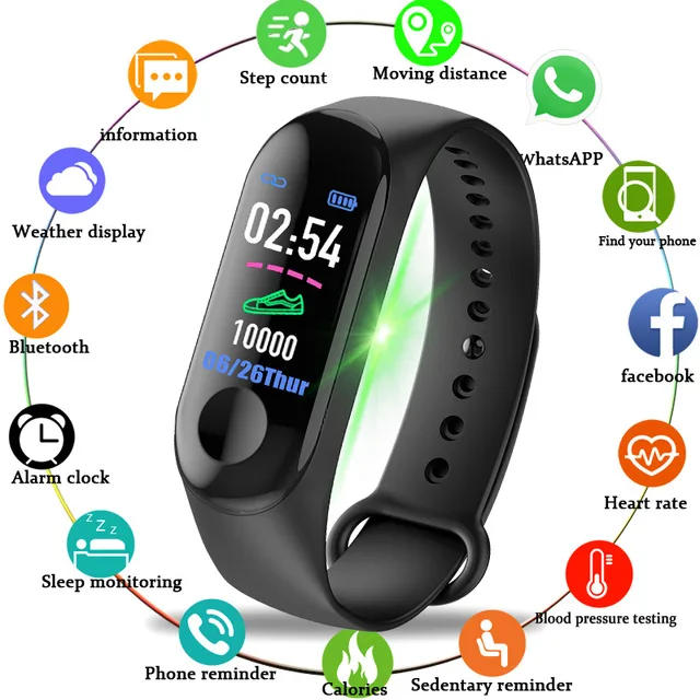 

M3 Sport Smart Watch Men Women Smart Band Bracelet Heart Rate Monitor Waterproof Smart Wristband Smartband Fitness Tracker Watch