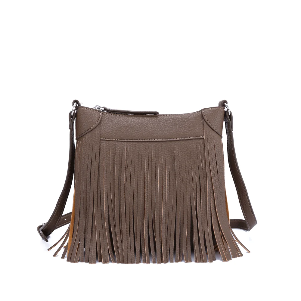 Spring Cute Mini Shoulder Bag, Fashion Messenger Bag with Long Fringes, Vegan Leather Crossbody Bags for Women