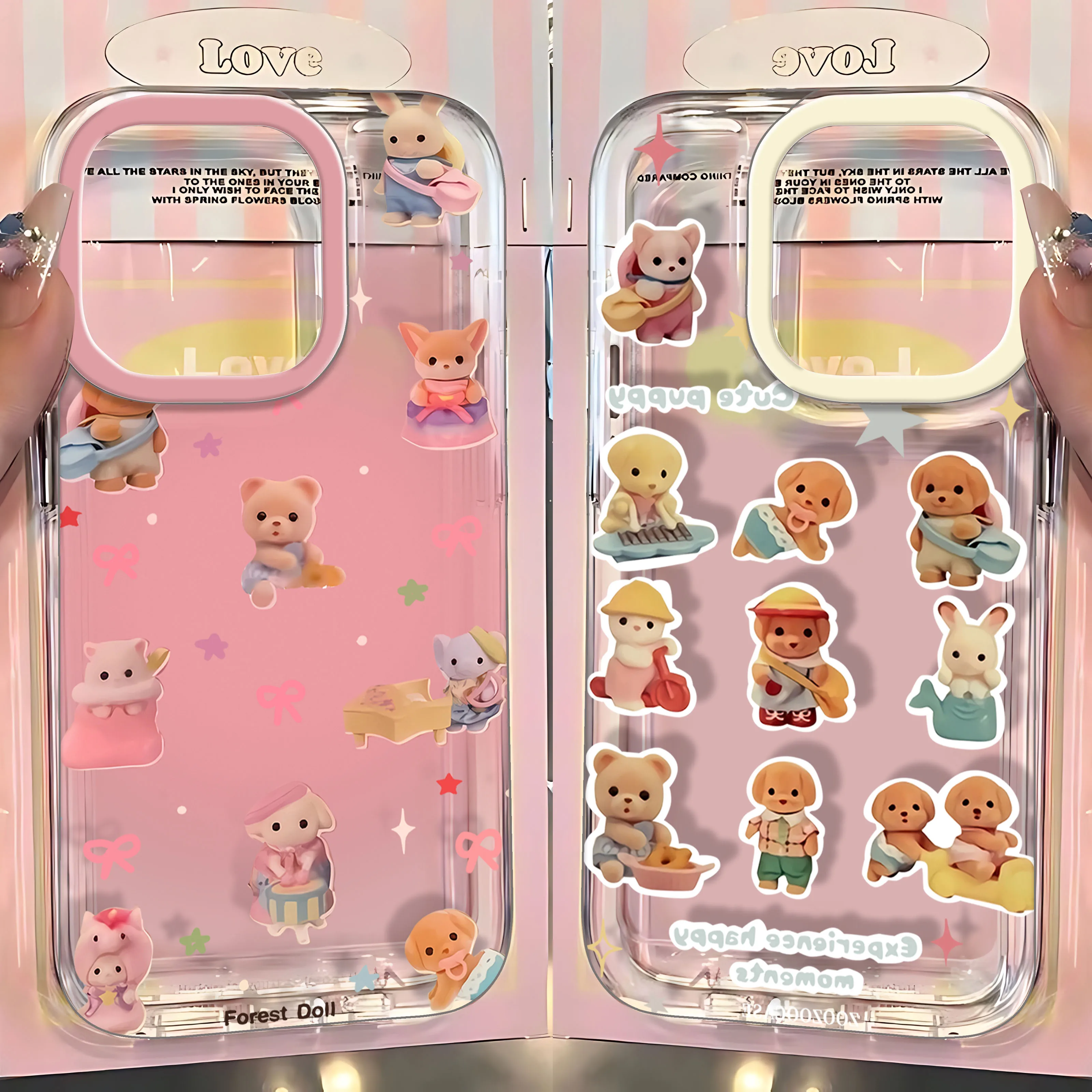 Clmj Vintage Bear Animals Cute Phone Case For iPhone 16 15 14 13 12 11 Mini Pro Max X XR XSMax 7 8 Plus Transparent Soft TPU