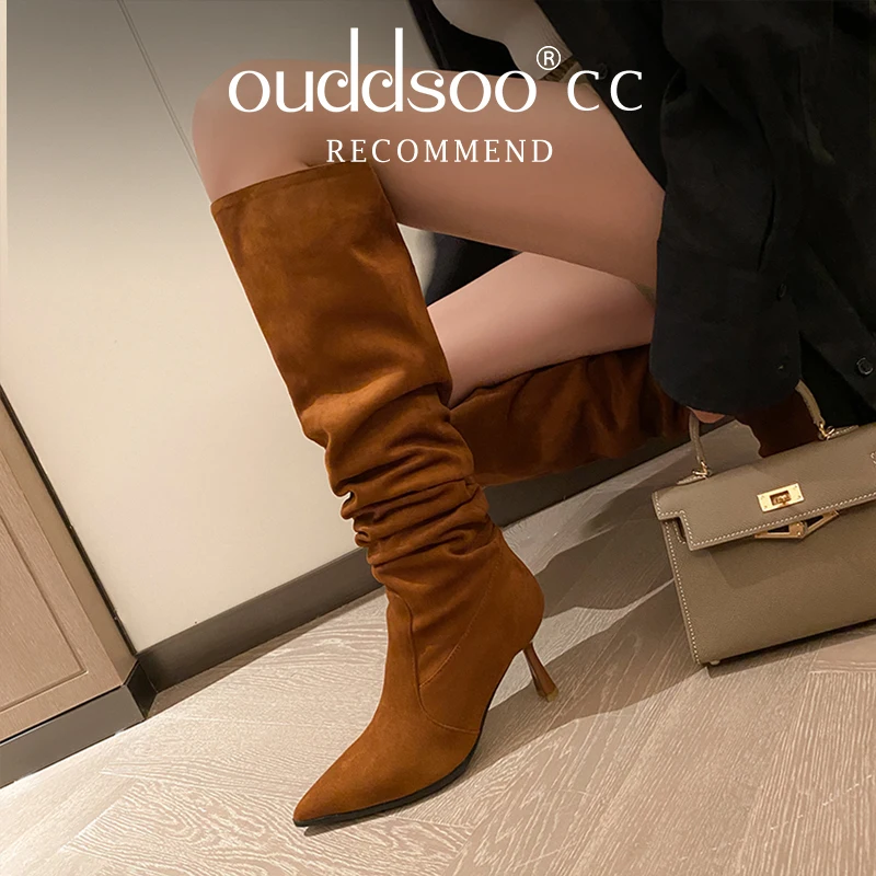 Ods Over The Knee Long Boots Women Mirror Platform Pointy Toe Punk High Thin Heels Boots Autumn Winter Zip Casual Party Shoes 43