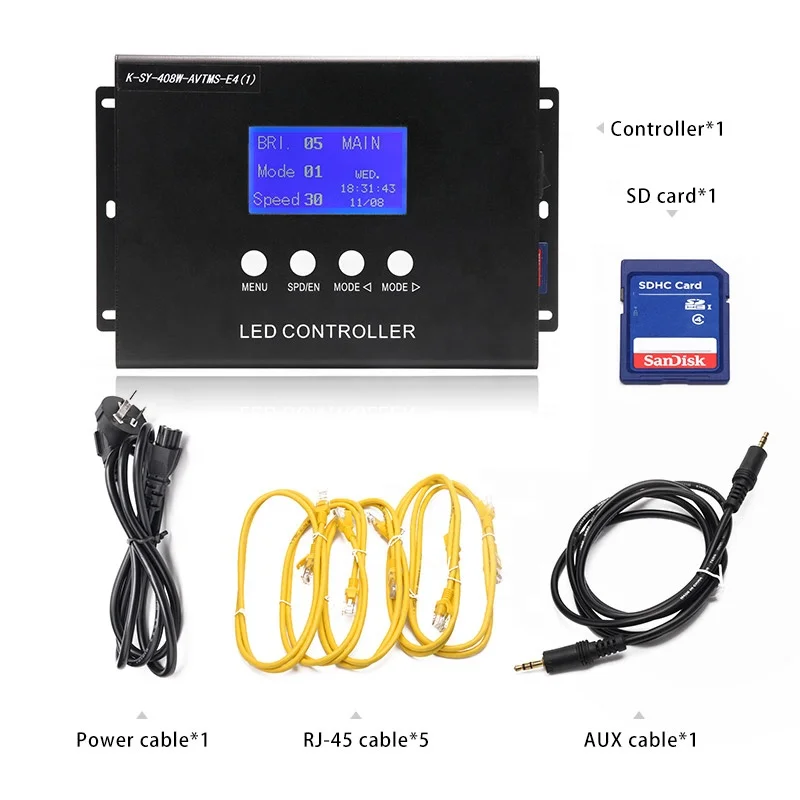 K-SY-408 8CH إخراج أكثر من 10,000 نقطة دعم led بكسل ضوء الوقت نفق تحكم مع صوت ووظيفة تحكم بالموسيقى ، UCS512