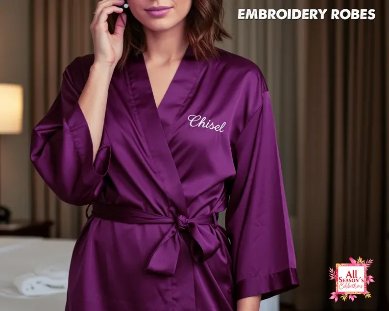 Vestaglie ricamate personalizzate Vestaglie ricamate personalizzate Vestaglie da sposa Abito personalizzato Vestaglie da sposa Abito in raso Vestaglie kimono