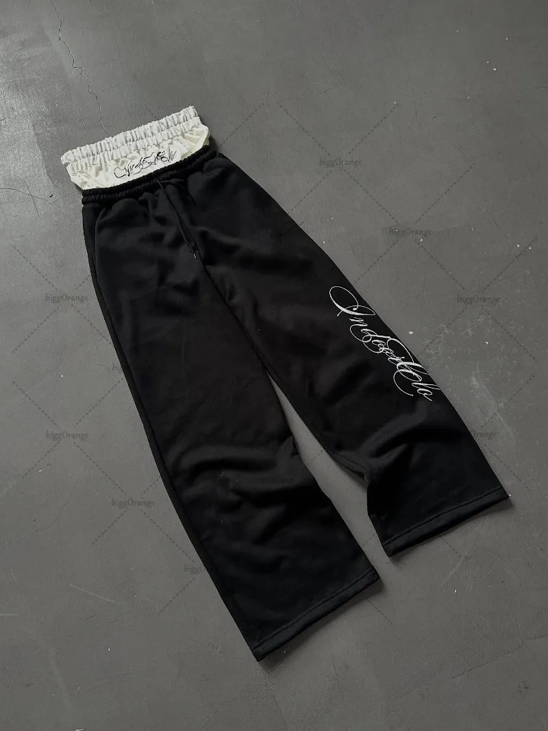 

American Loose Casual Fashion Classic Splicing Trousers Men Y2k Gothic Punk Harajuku High-waisted Oversized Wide-leg Pants Women