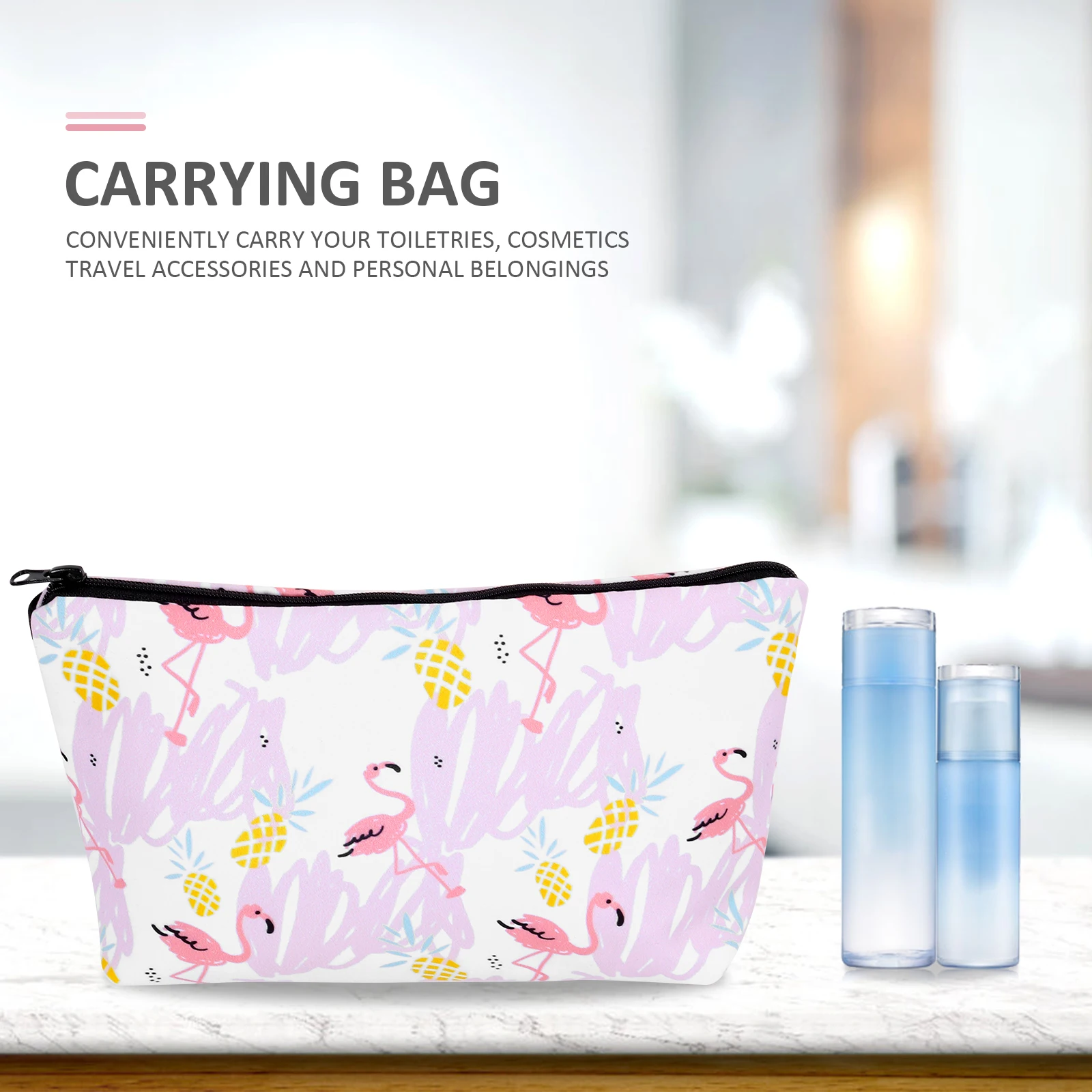 

Flamingo Bag Travel Portable Women Girls Makeup Storage Toiletry Pouch High Quality Polyester Foam Lined