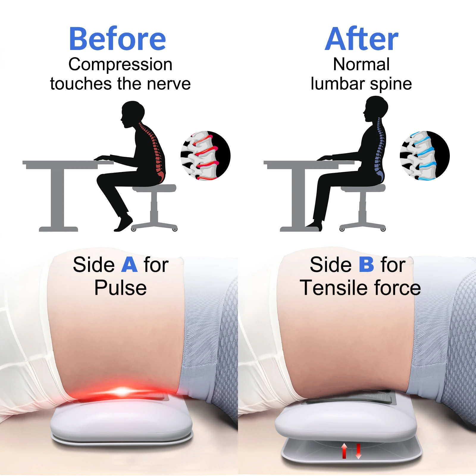 Waist Massager Heat Back & Sciatica Pain Relief Back Massager Lumbar Traction Massager Device Wholesale Price