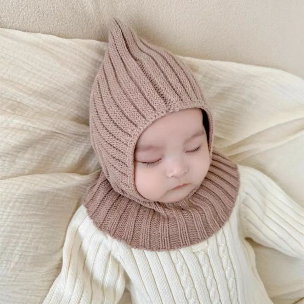 Cute Neck Warm Beanies Windproof Collar Balaclavas Kid Earmuffs Caps Scarf Integrated Pullover Cap Newborn