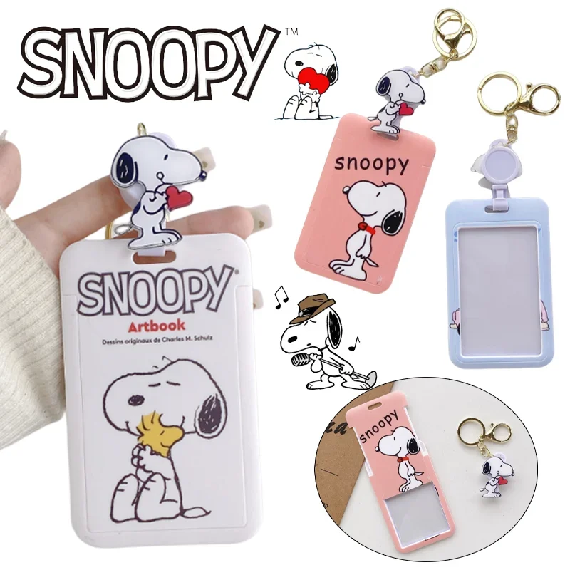 Держатель для визиток Snoopy, мультяшный бейдж для студентов, удостоверения личности, кредитных банковских карт, защитный чехол для автобусной карты, аксессуары для ключей, подарки