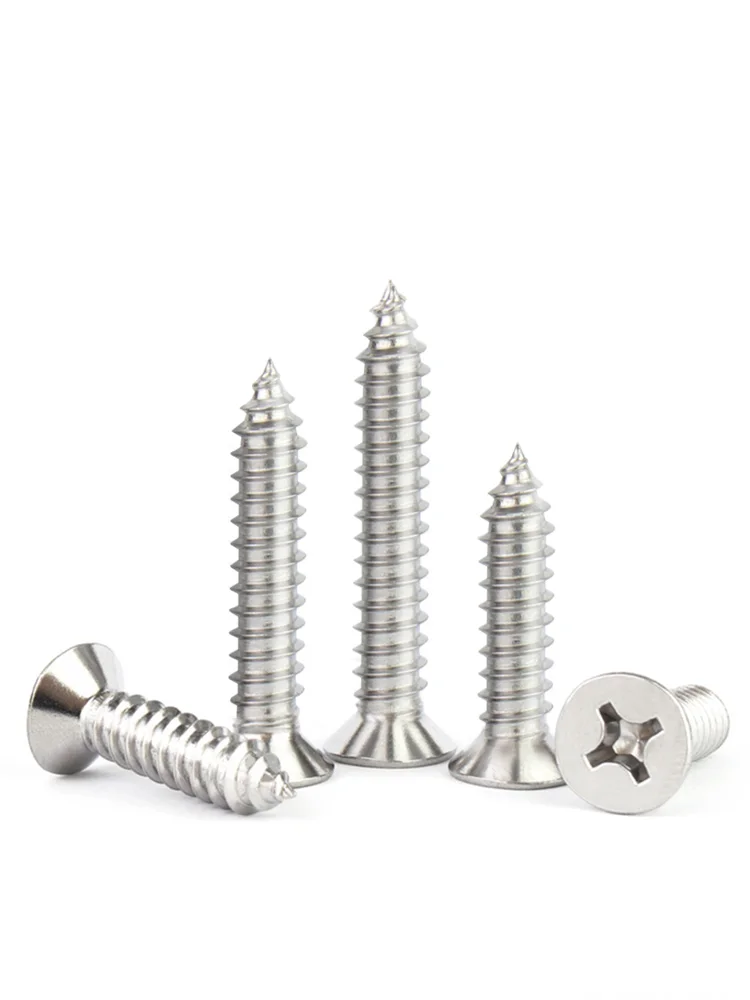 M2 M2.2 M2.6 M3 M3.5 M4 M5 M6 Cross Recessed Countersunk Self-tapping Screw 316 A4 Stainless Steel Phillips Flat Head Wood Screw