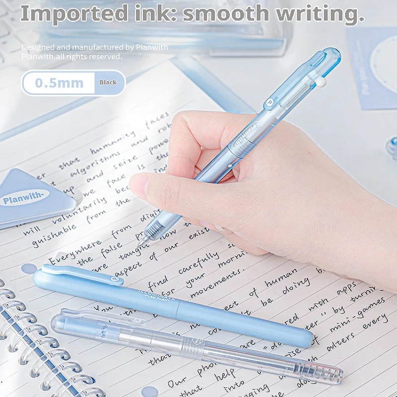 Planwith Gel Pen Set 4pcs INS Transparent Body Sphere Retractable Portable Leak-Proof Exam Pens Note Taking Journaling Supplies