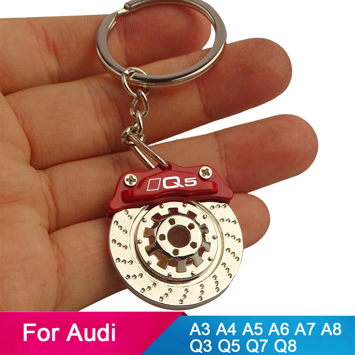 For Audi Sport A1 A3 A4 A5 A6 A7 A8 Q2 Q3 Q5 Q7 Q8 TTRS Brake calipers keychain Metal Auto Parts Disc Hub Calipers Key Ring