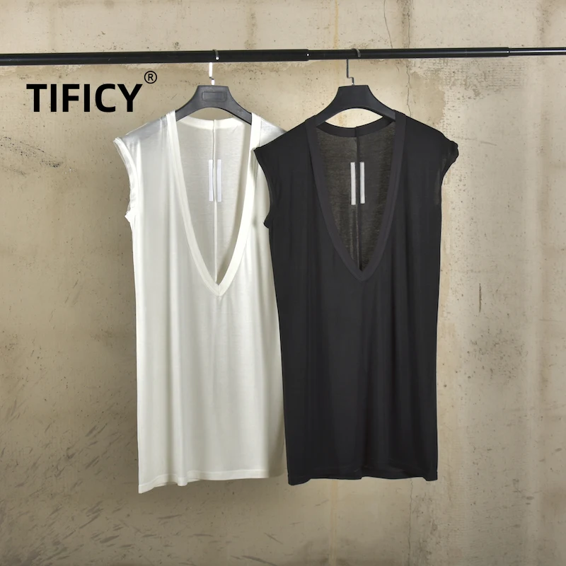 High Street Dark RO Tees Tank Tops Men's Fashion Deep V Sleeveless Top Tank Wool Summer Breathable