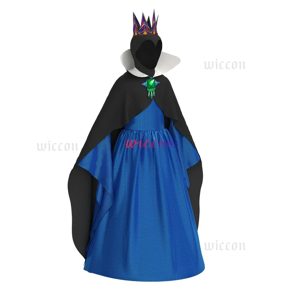 Halloween Cosplay Costume Snow Devil Queen Cosplay Disguise Dress Gow Black Cloak Crown Suit Children Girls Dress Up Clothes