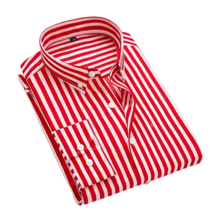 Batmo 2023 new arrival spring high quality stirped casual red shirts men,men\'s striped shirts,white shirts men plus-size S-5XL