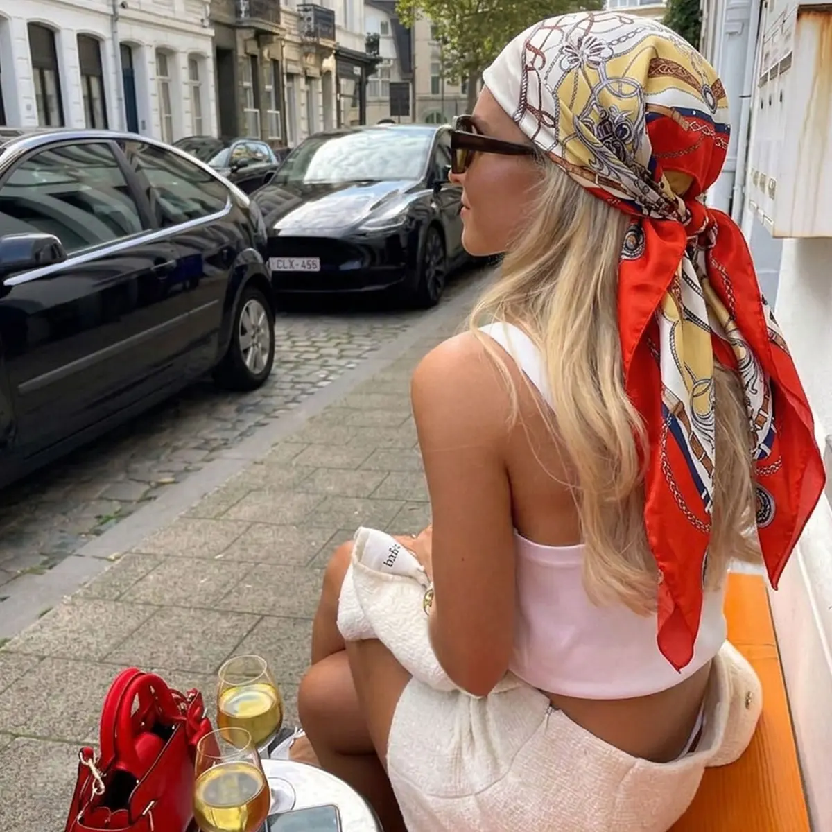 New Silk Shawl Square Scarf For Women Print Headband Foulard Satin Hijab Hair Bands Neckerchief Female Head Wraps Bandana 90cm view 3