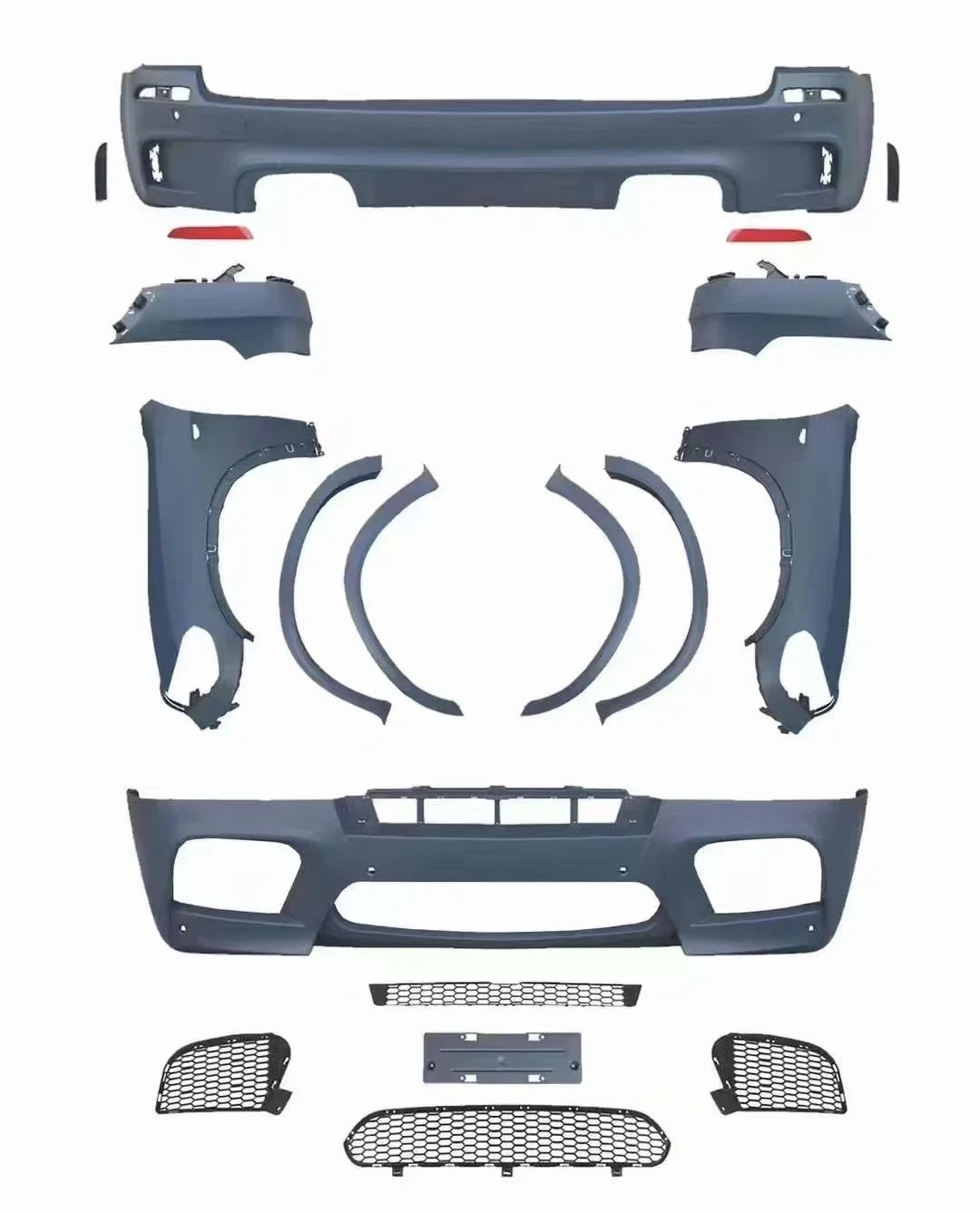 E70 body Kits For 11-13 BMW E70 X5 Upgrade to X5M Bodykit Front bumper rear bumper round eyebrow fenders