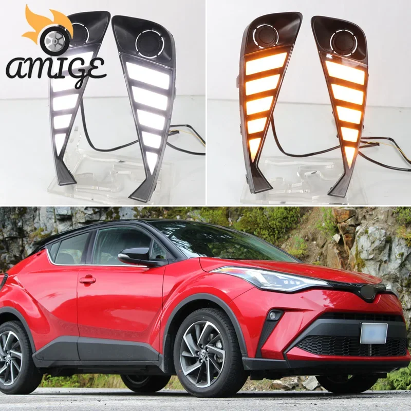 

Car LED DRL headlight For Toyota C-HR CHR 2020 2021 Turning Yellow Signal Fog Lamps Daytime Running Light Auto Daylights