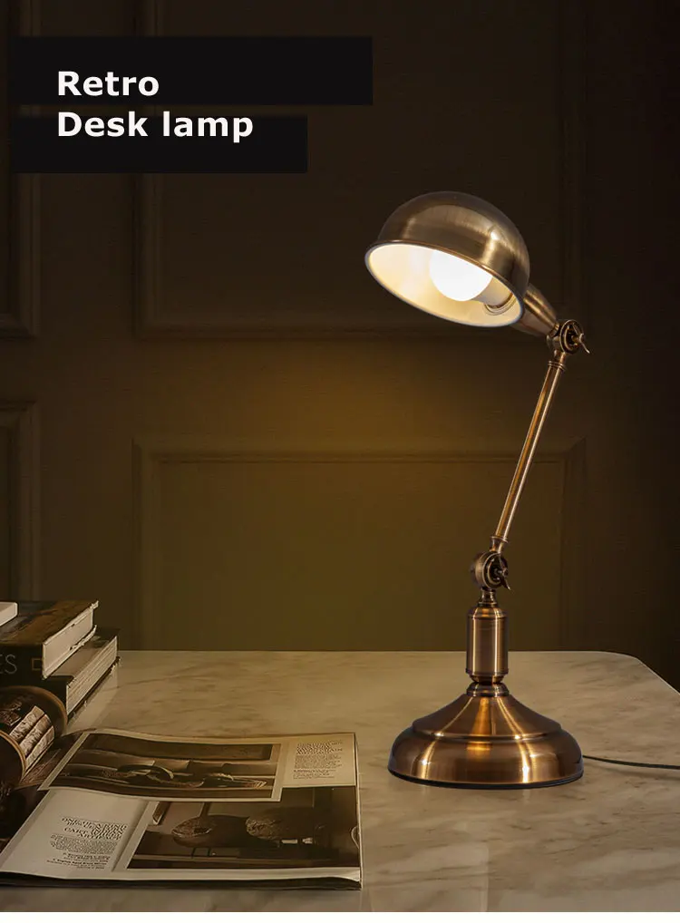 American Style Retro Light Luxury Eye Care Table Lamp Creative Learning Desk Lamp European Style Living Room Bedroom BedsideLamp