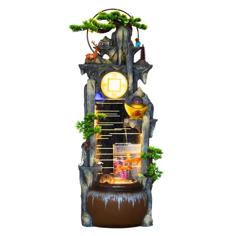 Feng Shui Wheel Cornucopia Rockery Flowing Water Shengcai Ornament Company Office Alpine Circulating Water Landscape