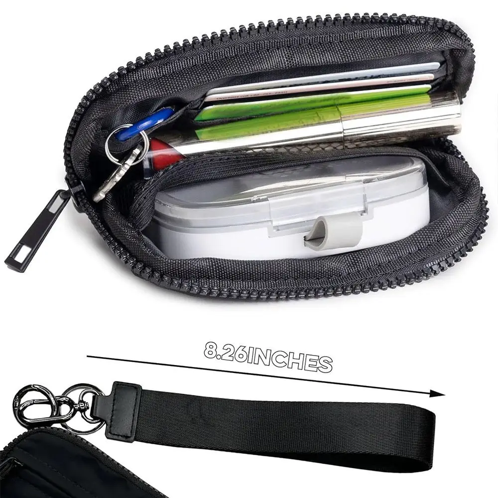 

Creativity Multi-function Coin Purse Zipper Small Wallet with ID Window Nylon Small Wallet with Wrist ID Case Purse