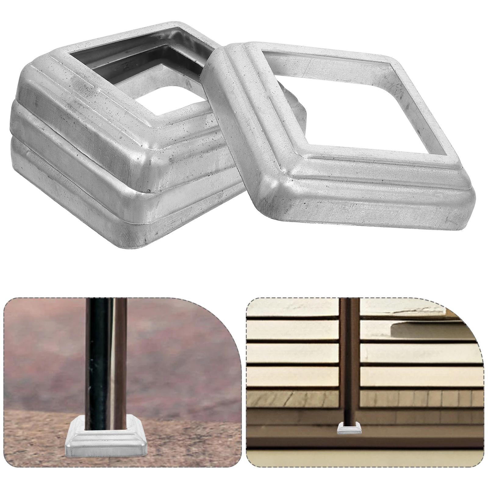 

4 Pcs Square Tube Lid Decorative Fence Post Caps Skirts Base Deck Posts Sleeves Metal Decorate Railing