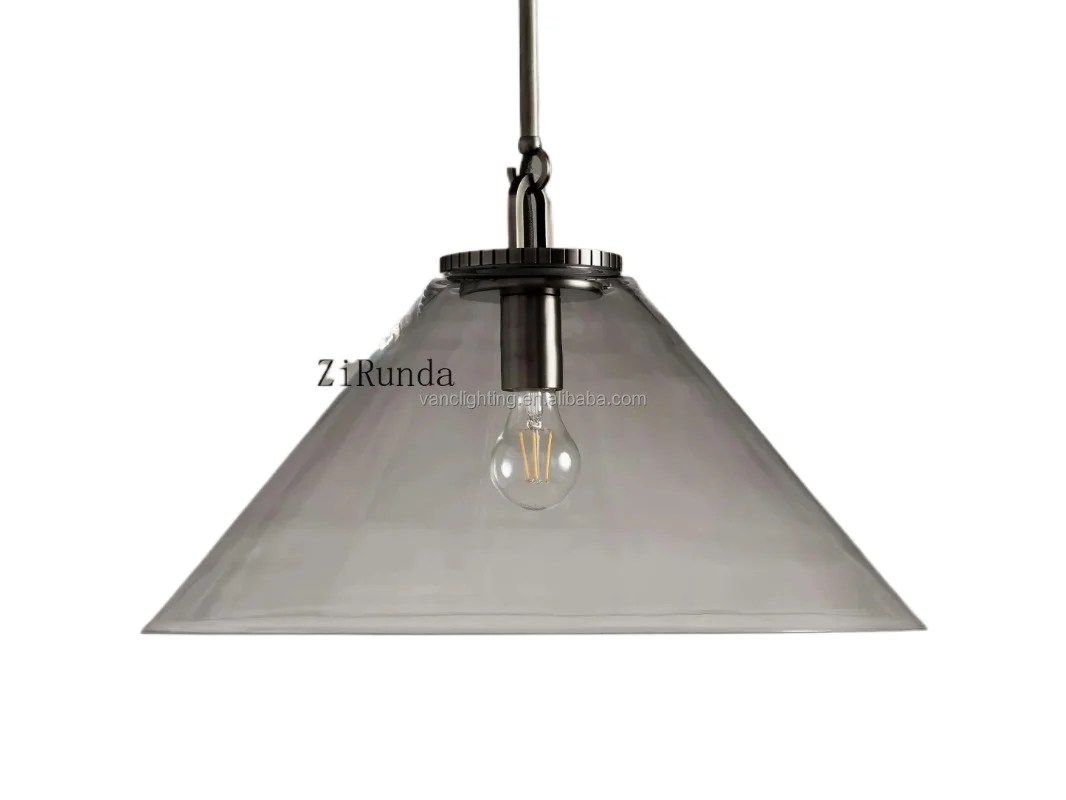 American retro cone brass steel chandelier, adjustable length, suitable for indoor hanging home chandeliers