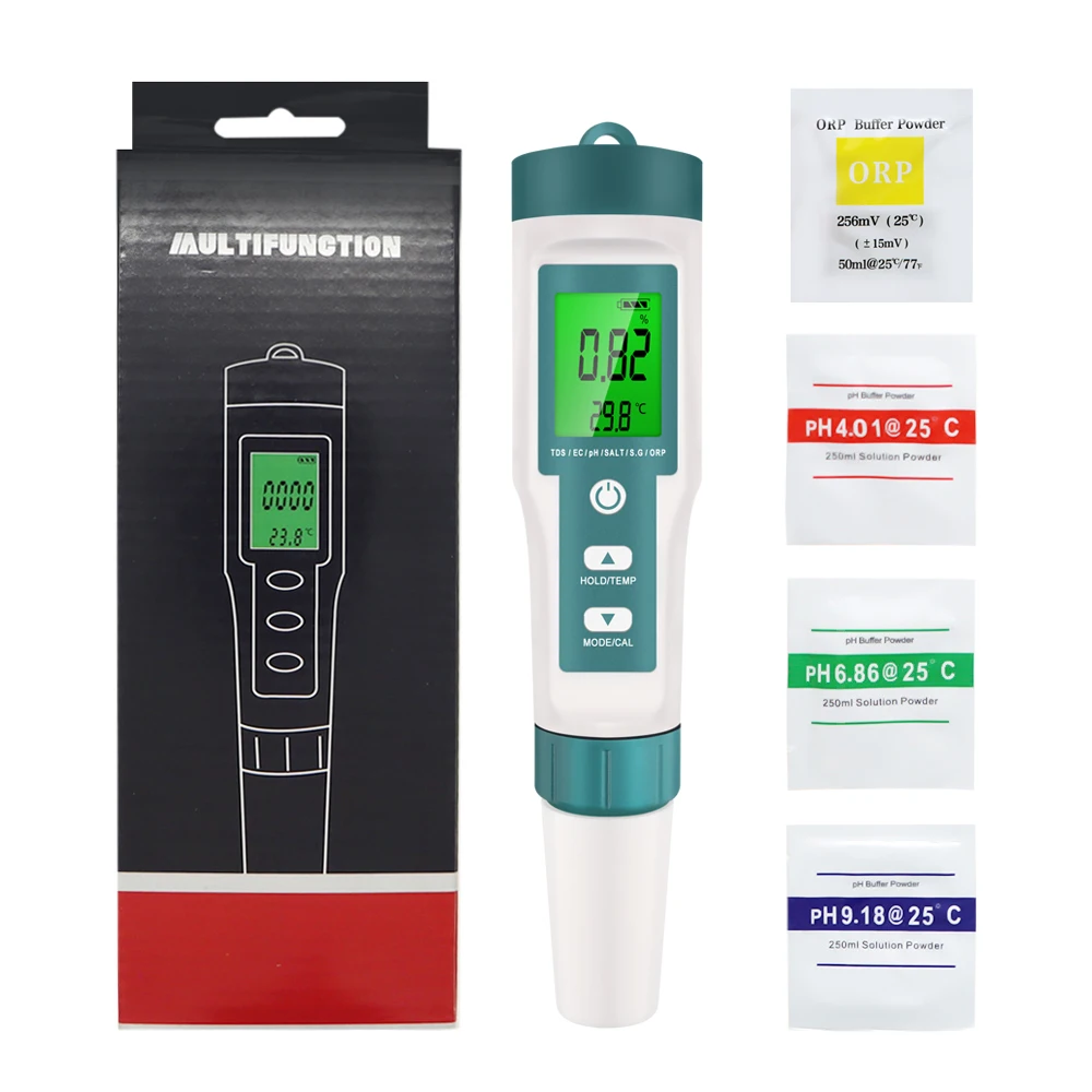 7 In 1 Digital ORP PH TDS EC Meter Salinity SG Temperature Tester Conductivity Water Filter Purity Pen with Backlight