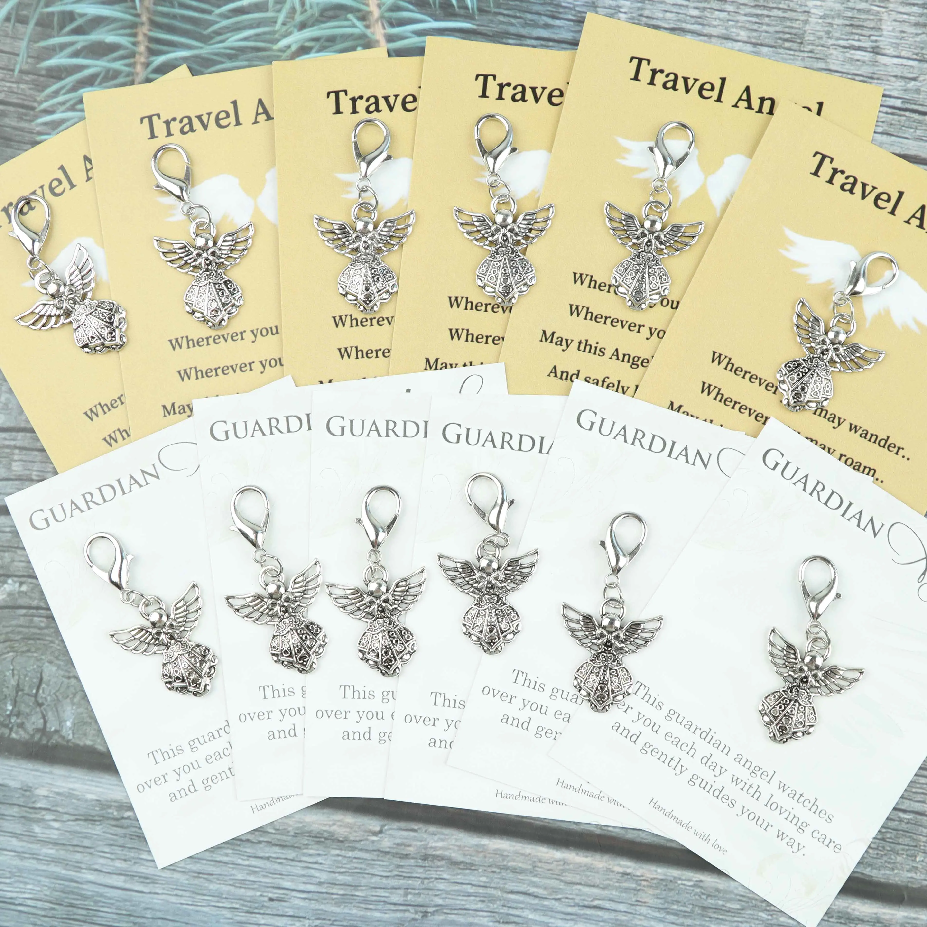 8pcs/12pcs Angel Keychain with Accompanying Angel Greeting Card. Perfect for Giving to Friends, Family, and Relatives.