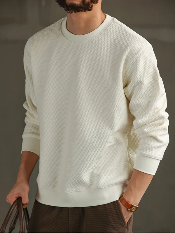 

Мужской свитер оверсайз с круглым вырезом, на флисовой подкладке, с длинными рукавами, плотной вязки, осенне-зимний, повседневный топ