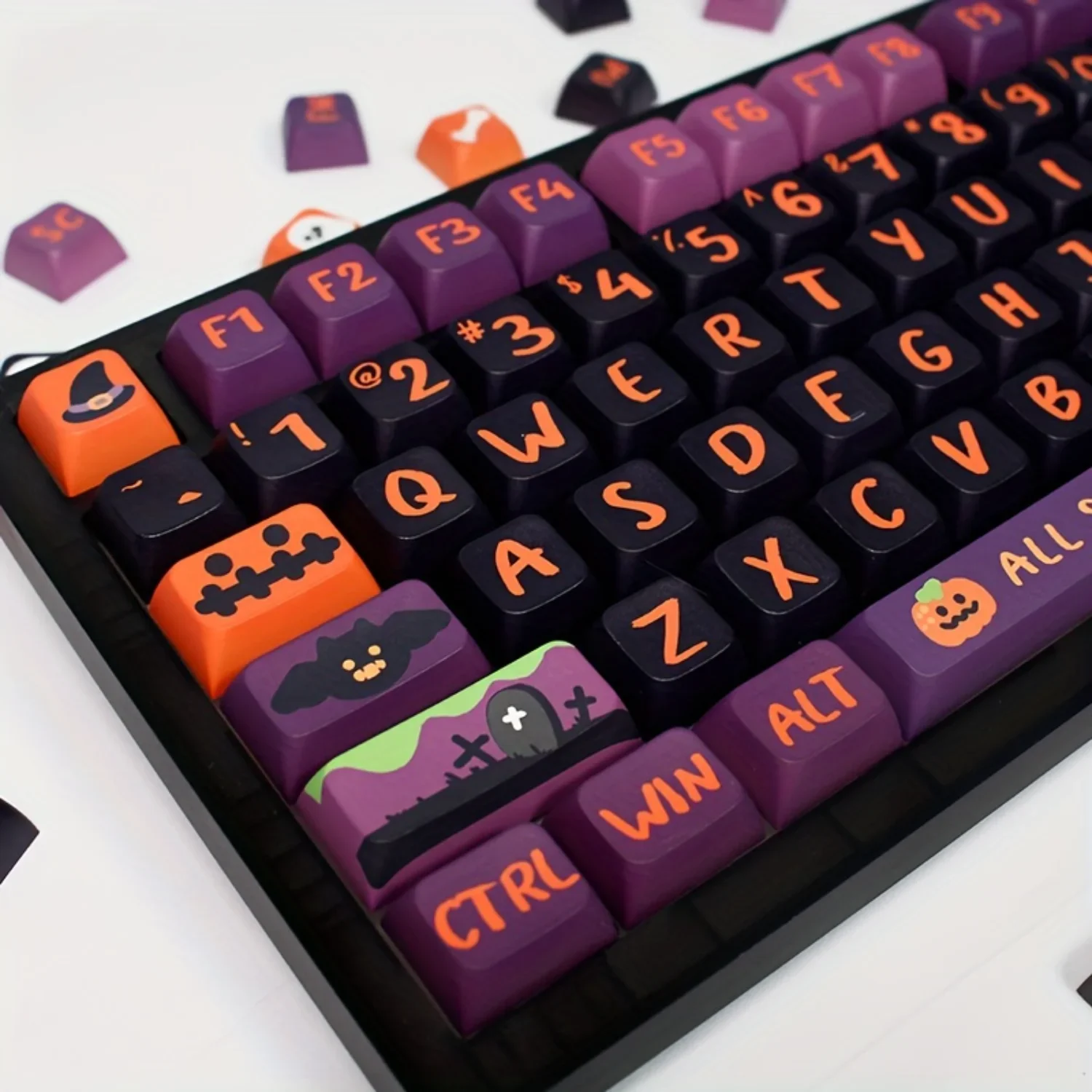 XDA PBT Halloween Pumpkin Lights Ghost Pumpkin Car Black Cat Genie Dark Style 135 Keys Universal Mechanical Keyboard Keycaps