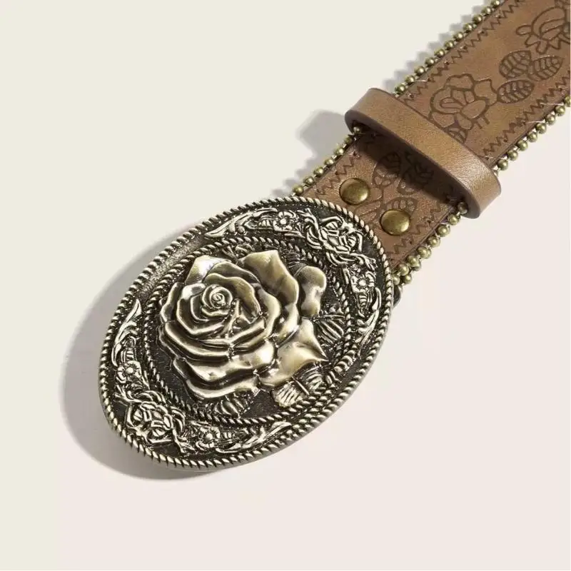 31BB Embossed Faux Leather Belt for Casual Outings and Party Looks