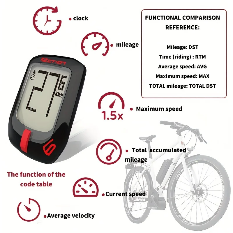 Waterproof Bicycle Speedometer For Sports Outdoor Riding, LCD Display Numbers Computer Speedometer For Cycling