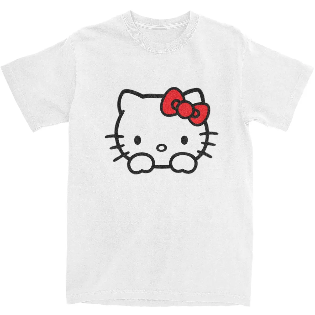 Men Hello Kitty Red Cartoon Anime-bayingimg T-Shirts Cotton Tops Summer Awesome Short-Sleeved T Shirt O Neck Tee Shirt Plus Size