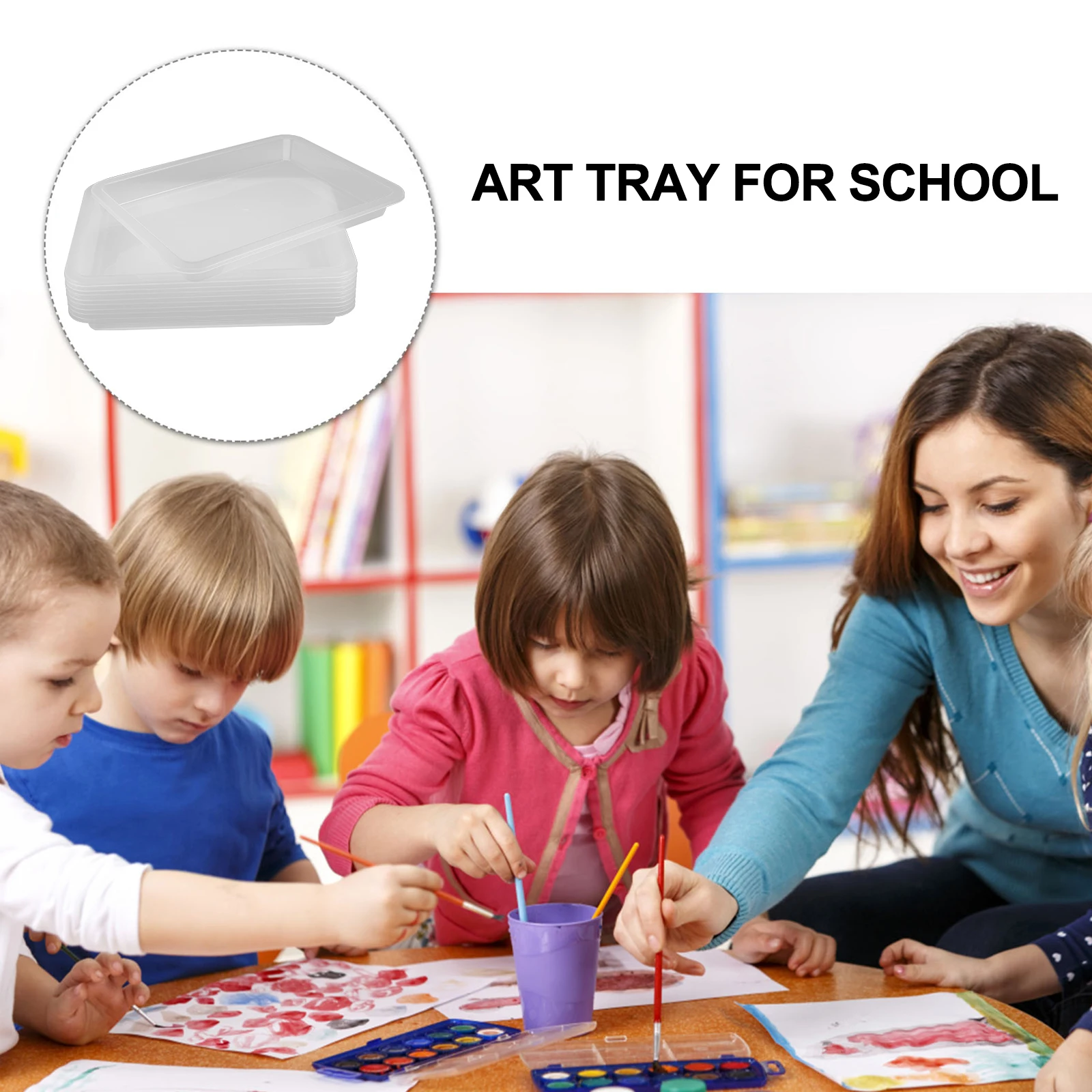 

10pcs Plastic Art Tray Stackable Transparent Craft Tray For Kids Bead Sorting Sensory Activity School Project Storage Organizer