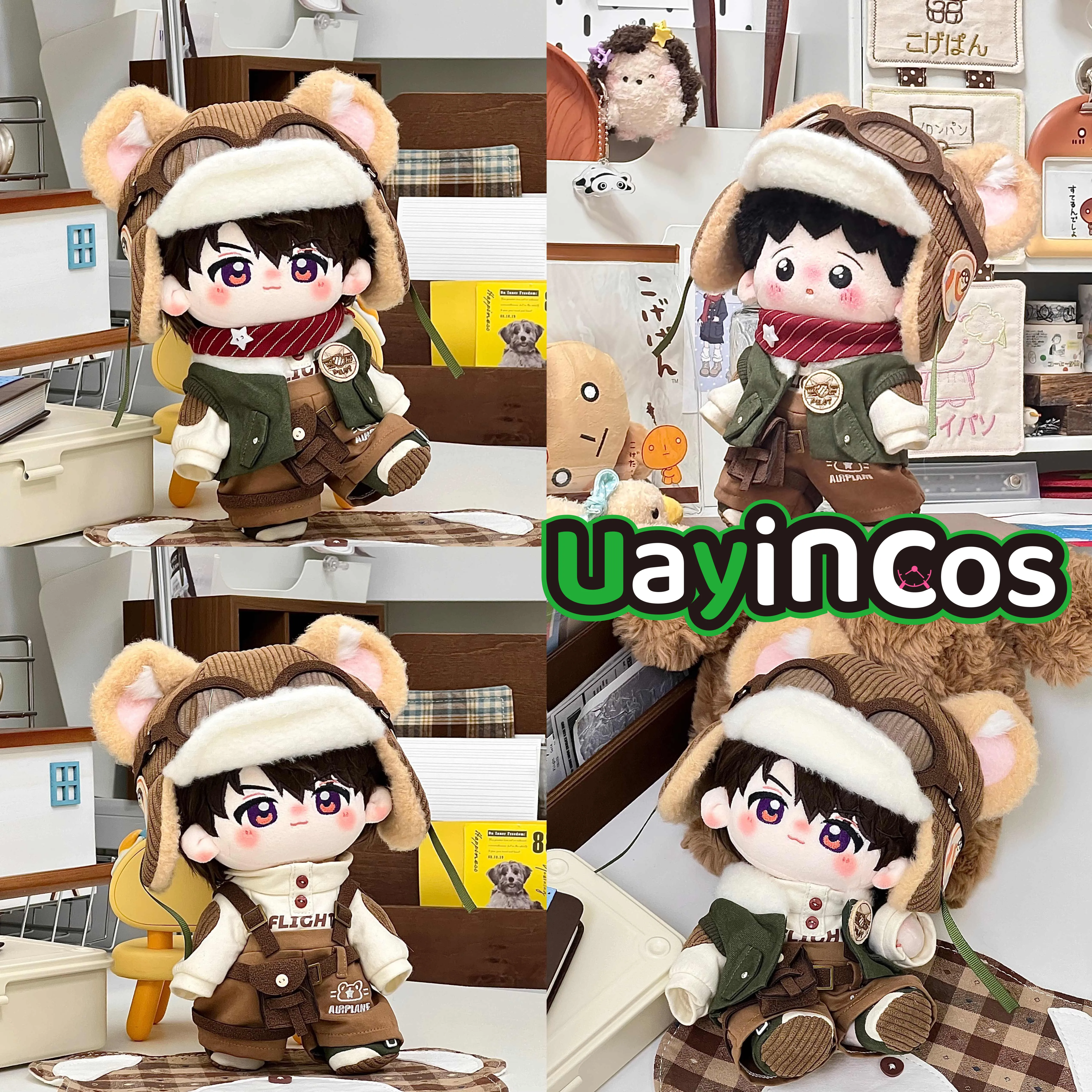 

Костюм для куклы 20 см: Мышонок-пилот с милой крутой шляпой, очками, пальто, жилетом, брюками, обувью, треугольным полотенцем. Набор для куклы, аниме-фигурки, игровой набор.