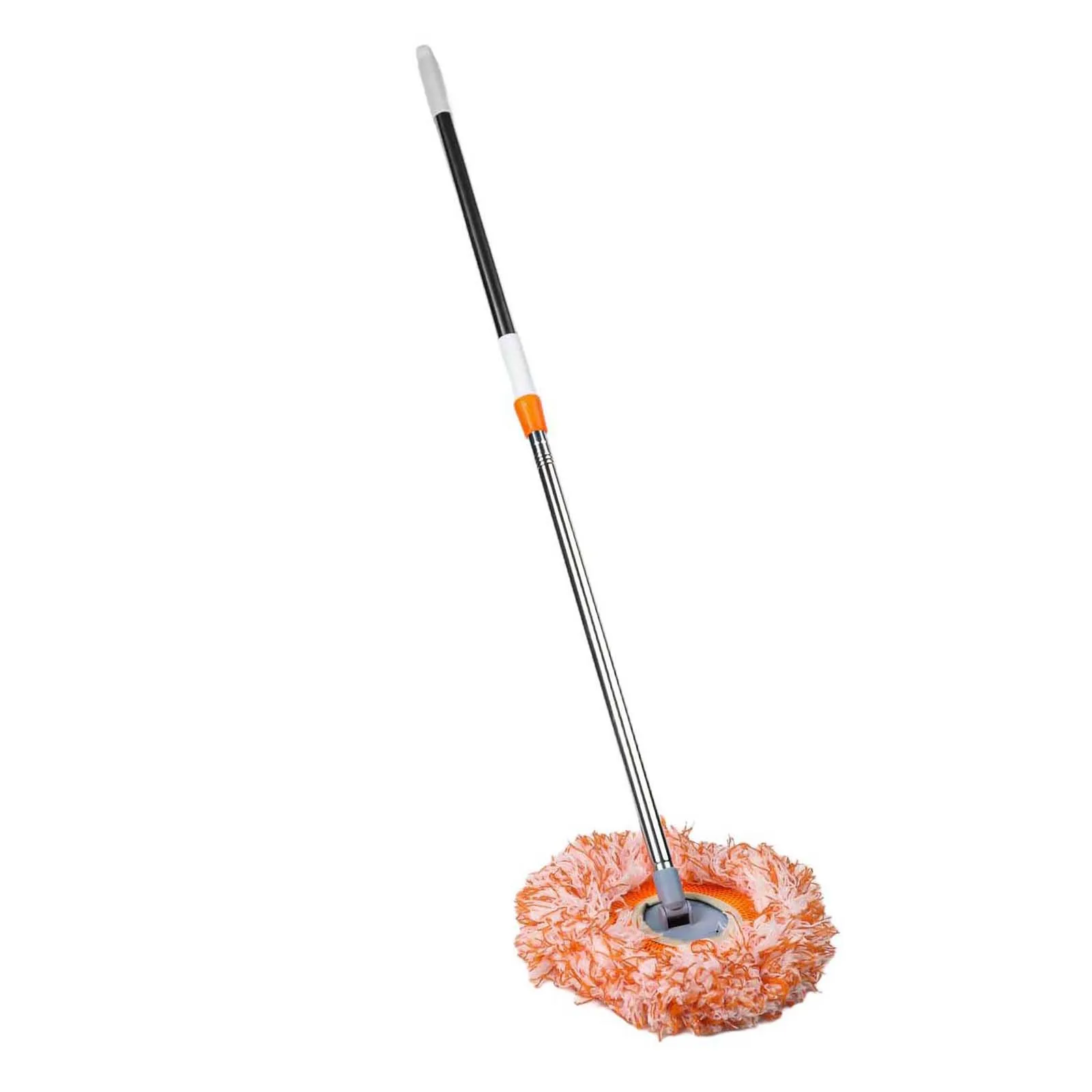 Cleaning Mop with Full Rotation Capability and Adjustable Length for Use on Walls Floors Cars and Confined Spaces