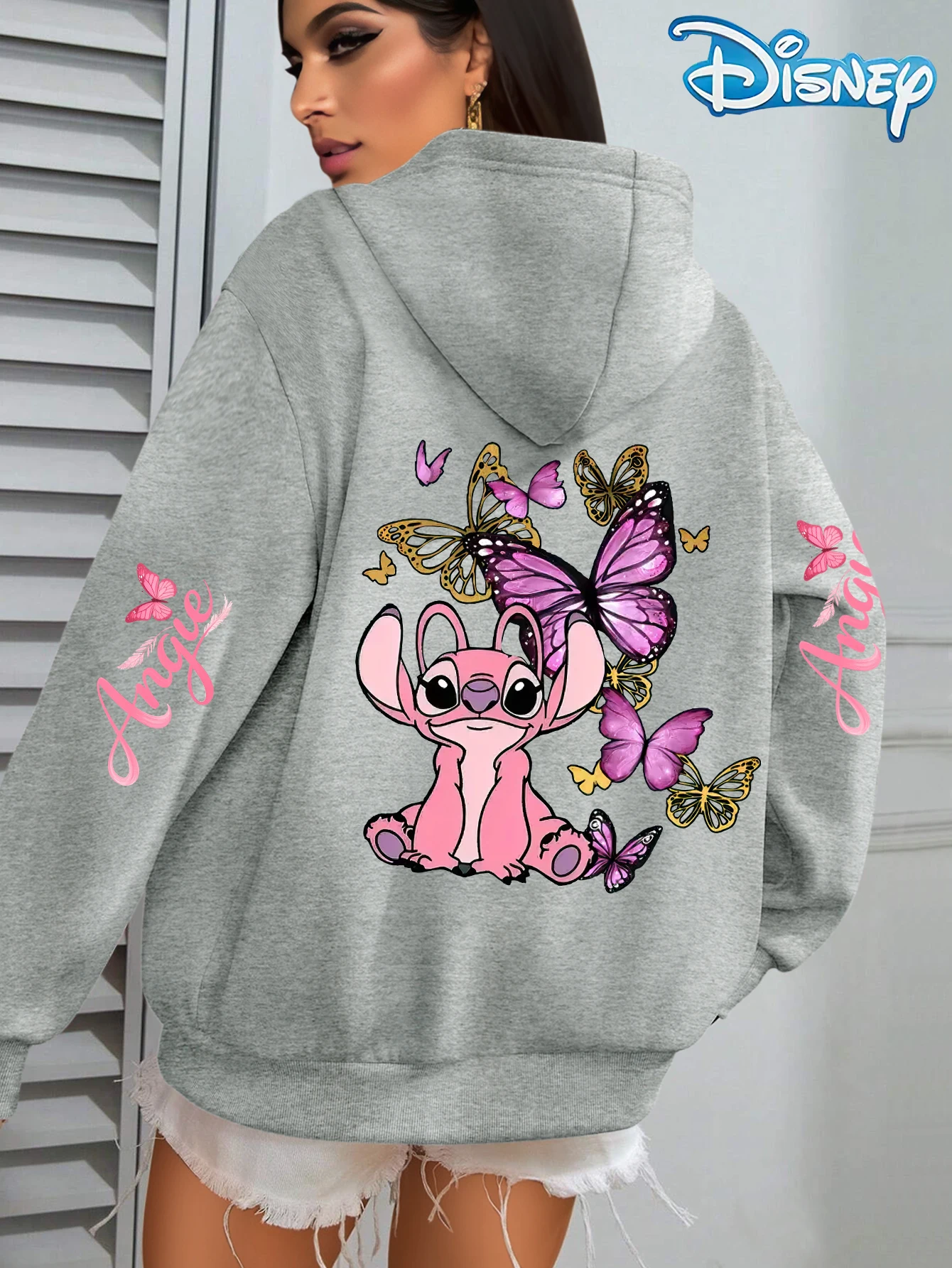 ديزني - Angel and Butterfly - سويت شيرت بغطاء للرأس لحفلات الخريف/الشتاء - أزياء حصرية لمحبي ديزني
