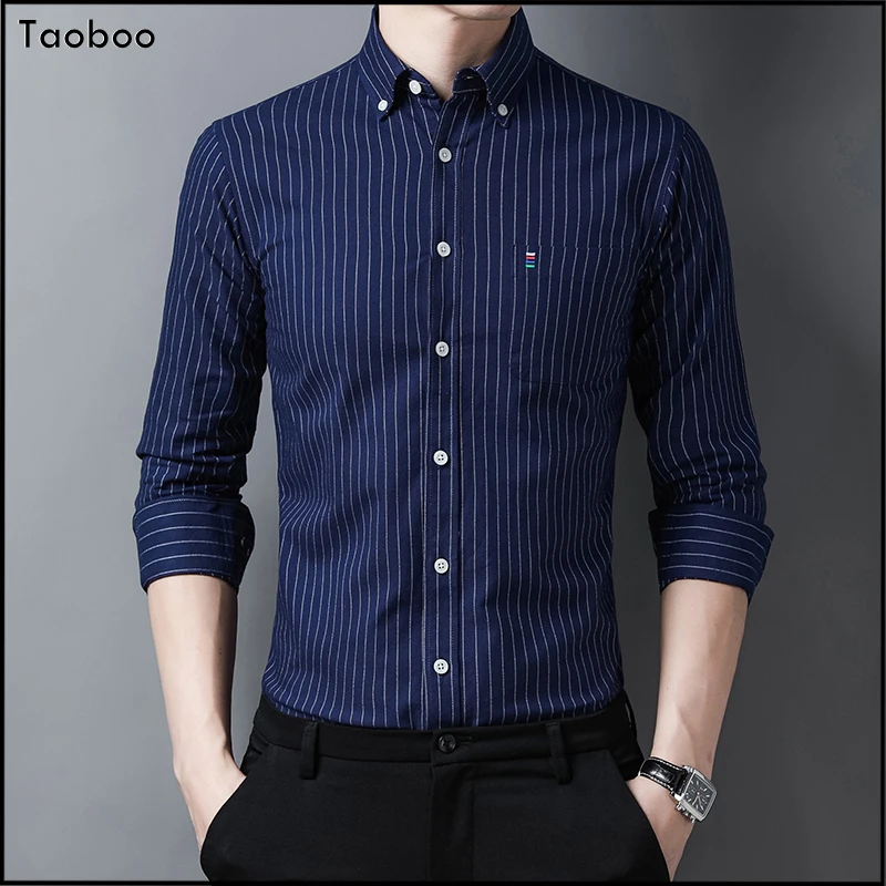 

Taoboo New Men's Striped Cotton Shirt Spring Fall High Quality Long Sleeve Men's shirt Slim Fit Business Casual Men's clothing