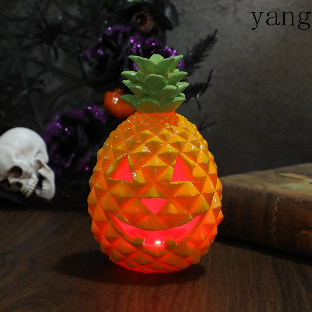 CX Halloween Pineapple Light Outdoor Garden Decor, Yellow Resin Crafts