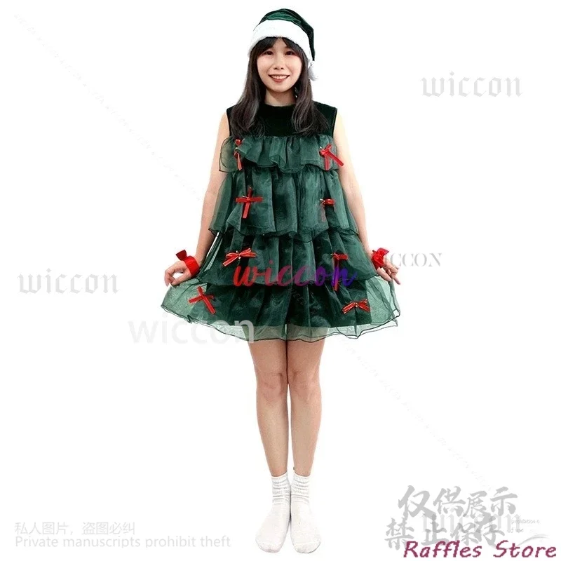 MN1 2024 Christmas Costume Cosplay Anime Dress Lolita Kawaii Holiday Party Dance Suit Green Lace Dress For Woman Girls Cust9 * J
