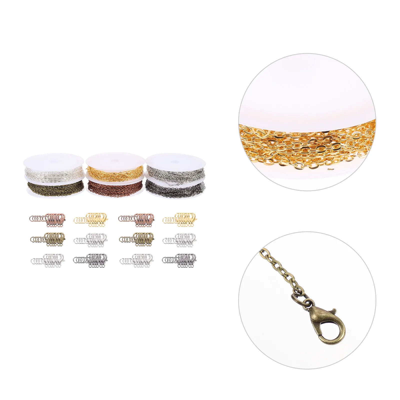 1 set Flat Pressing Cross Chain Jewelry Making DIY Chains Iron Alloy Necklace Bracelet Earring Kit Lobster Clasps Jump Rings