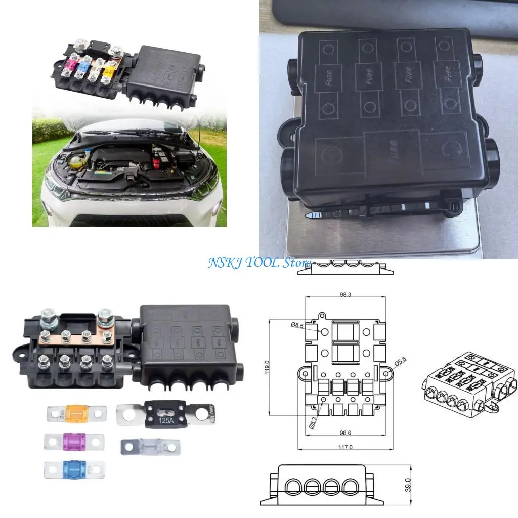 L8RC 5 Poles Bus Bar Holder Box Heavy Duty Power Distribution Fuses Holder for Double Voltages Systems Easy to Use