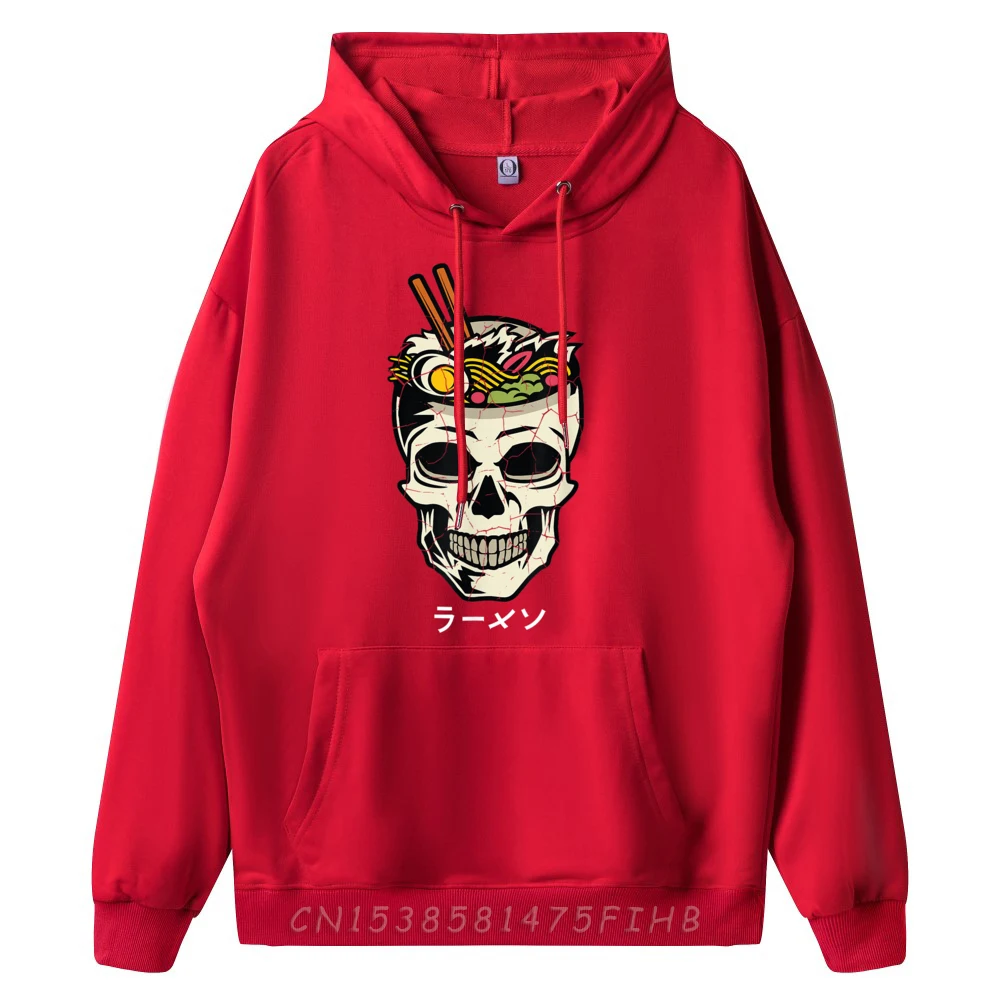 Vintage Japanese Ramen Noodles Skull Brain Graphic Vintage Sweatshirts Man Clothes