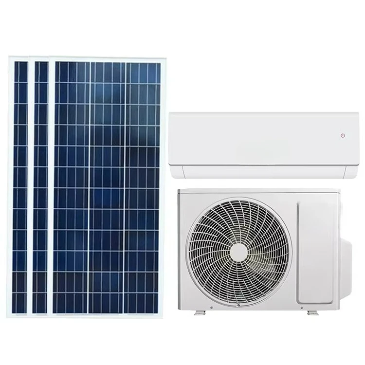 Hybrid Solar Air Conditioner 48V DC Inverter Split Wall Mounted Solar Aircon Complete Set with 24000Btu Off Grid for Home Remote